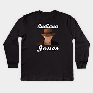 Indiana Jones silhouette Kids Long Sleeve T-Shirt